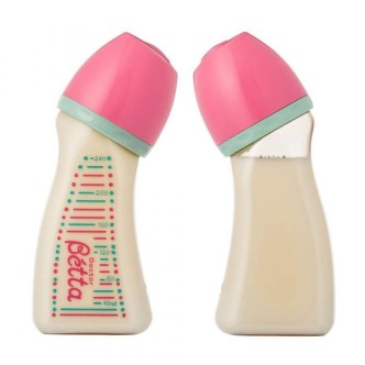 日本Dr.Betta 寬口防脹氣奶瓶 Brain WS2-240ml(PPSU)-粉